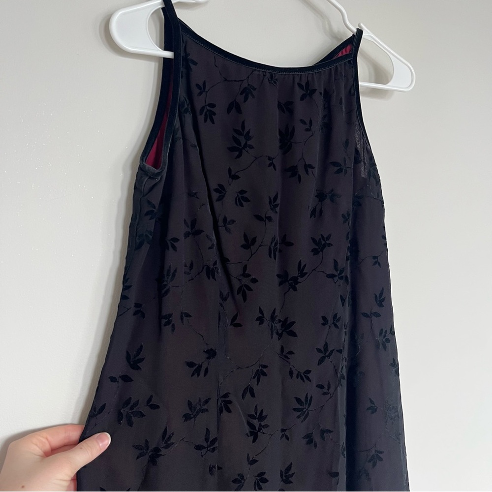 Harold's Black Vintage Sheath Velvet Slip Sheer Midi Dress - Picture 3 of 8